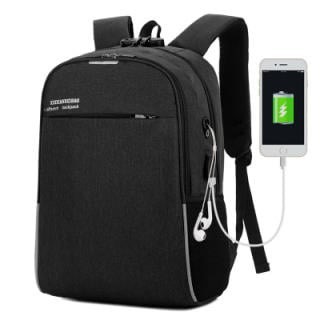 wholesale External USB Charge Grey Backpack Men Anti Theft Lock Laptop Bag Large School Bags+wallet — image 2 of 6