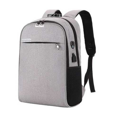 wholesale External USB Charge Black Backpack Men Anti Theft Lock Laptop Bag Large School Bags+wallet — image 4 of 6
