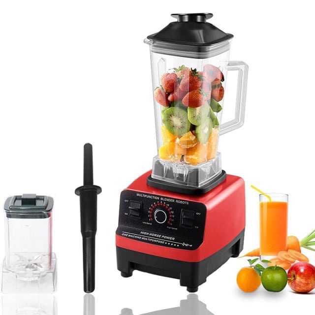 2 In 1 4500W Double Cup Commercial Blender Fruit Blender Juicer Food Processor Smoothie Blender High Power Pulverizer