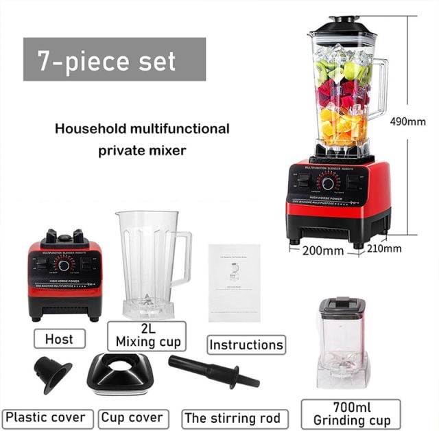 2 In 1 4500W Double Cup Commercial Blender Fruit Blender Juicer Food Processor Smoothie Blender High Power Pulverizer — image 5 of 5
