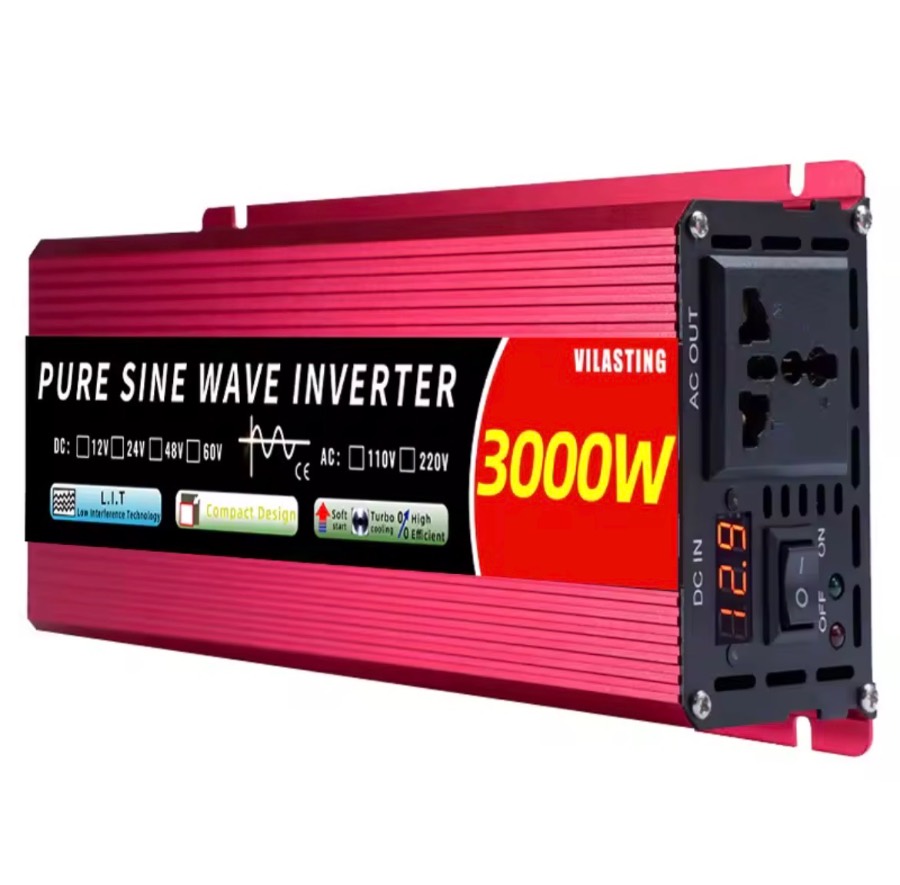 Portable Pure Sine Wave Inverter 3000W 24V to 110V 60HZ DC-AC Car Solar Power Converter High Frequency Inverter for Tra — image 1 of 1