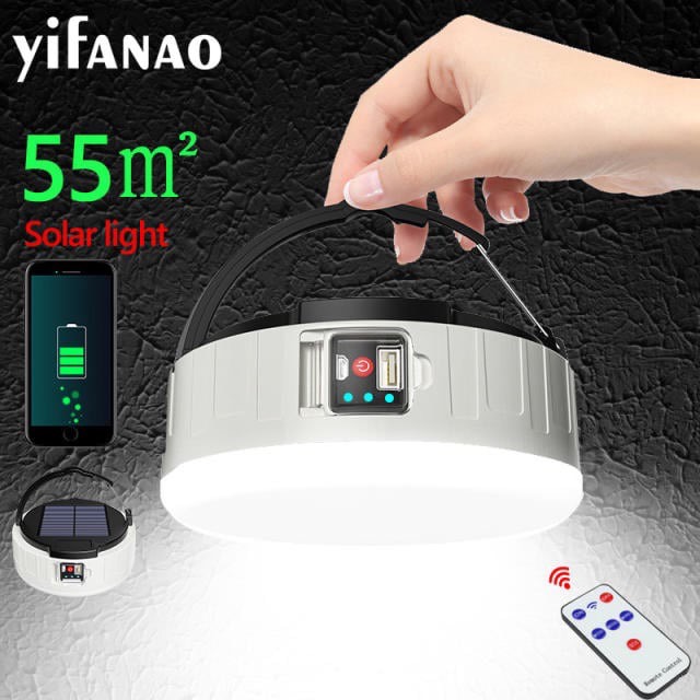 Dropshipping Solar LED Tent Lamp USB Rechargeable Bulb For Outdoor Camping Light Portable Lanterns Emergency Light as Power bank — image 3 of 5