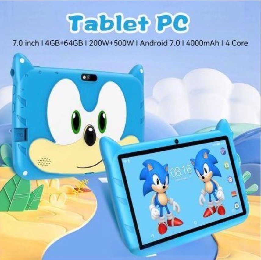 Kids Tablet, 7 Inch Android 7 4GB+64GB Self-contained stand(Blue) Educational Tablet for Kids, Learning Tablet for Toddlers, School Educative Tablet