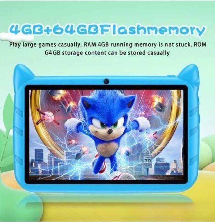 Kids Tablet, 7 Inch Android 7 4GB+64GB Self-contained stand(Blue) Educational Tablet for Kids, Learning Tablet for Toddlers, School Educative Tablet — image 7 of 8