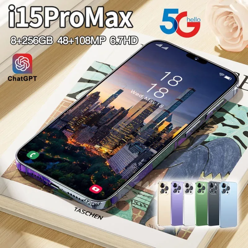 Original android Phone i15Pro Max Smartphone 6.7inch 8+256GB capsule screen 48MP+108MP 7800mAh 5G Mobile Phone