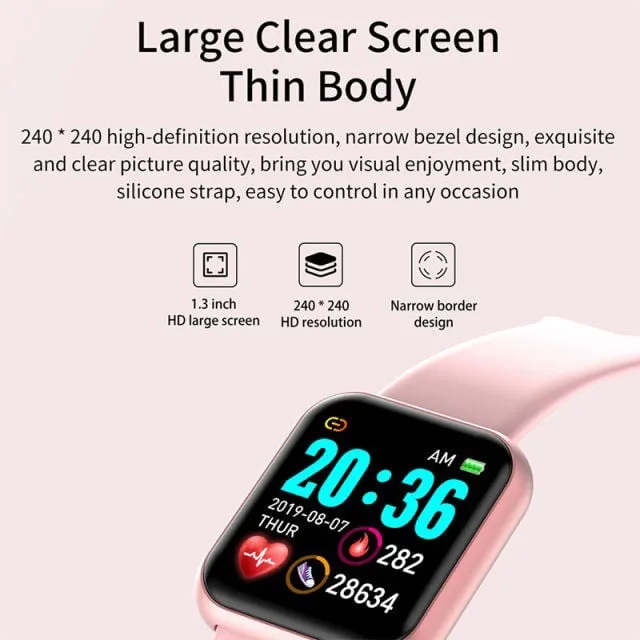 Original Black Y68 Smart Watches D20 Men Women Sport Fitness Tracker Heart Rate Blood Pressure Waterproof Smartwatch Dropshipping — image 3 of 6