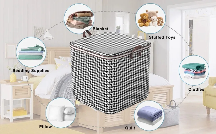 Quilt Storage Box Dustproof Organizers Non-woven Wardrobe Space Saving Bag House-moving Bedding Box Travel Storage Organization — image 5 of 12