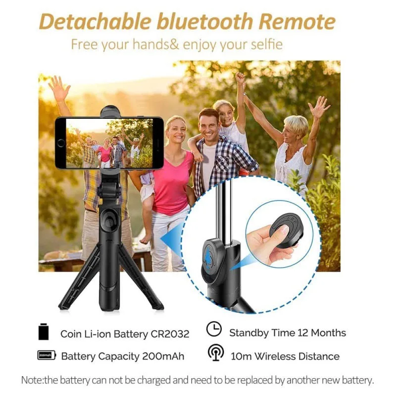 Selfie Stick with Tripod Stand Bluetooth Remote Control Mobile Phone Selfie Stick Holder for IPhone/Huawei SmartPhone Live Photo — image 2 of 5