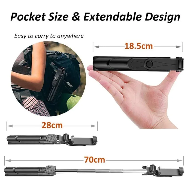 Selfie Stick with Tripod Stand Bluetooth Remote Control Mobile Phone Selfie Stick Holder for IPhone/Huawei SmartPhone Live Photo — image 3 of 5
