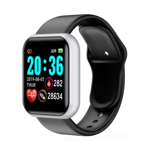 Silver Original Y68 Smart Watches D20 Men Women Sport Fitness Tracker Heart Rate Blood Pressure Waterproof Smartwatch Dropshipping