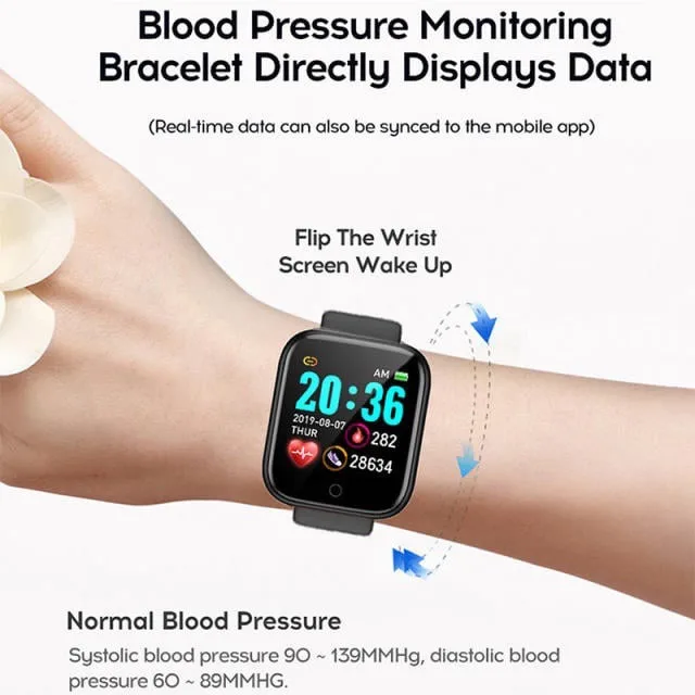 Silver Original Y68 Smart Watches D20 Men Women Sport Fitness Tracker Heart Rate Blood Pressure Waterproof Smartwatch Dropshipping — image 4 of 6