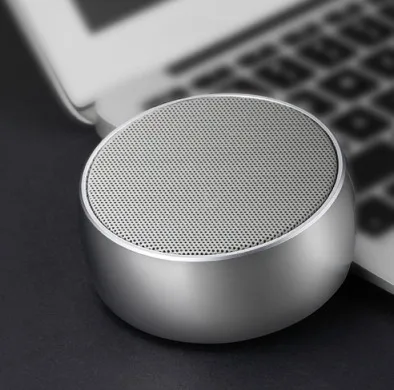 Silver Portable Wireless Bluetooth Speaker Original BS01 Soundbar Mini Metal Subwoofer Outdoor Speakers Support TF Card USB Radio AUX
